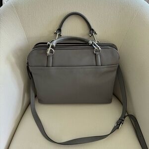 new RADLEY London Gray Leather Handbag/laptop bag with Shoulder Strap